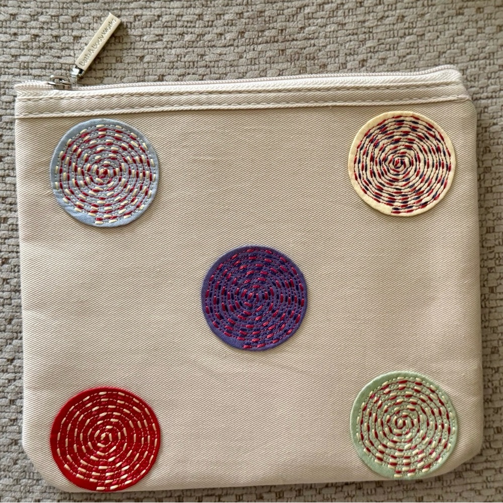 Bath & Body Works NWOT Beige Pouch with Colorful Embroidery
